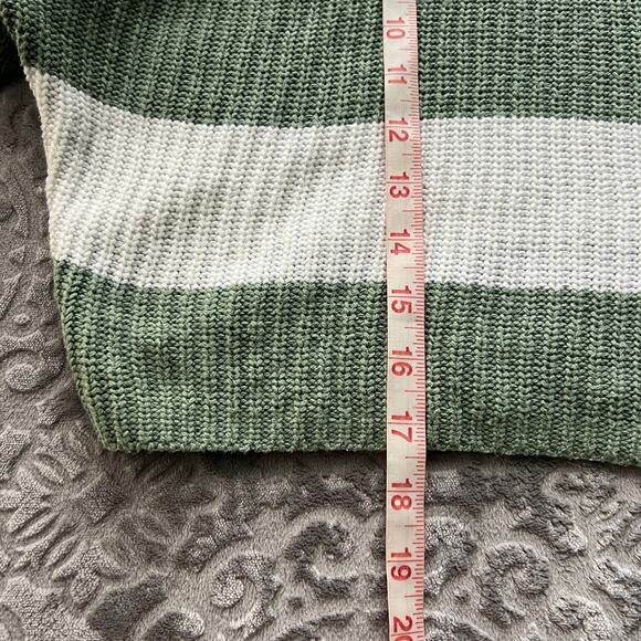 Hollister White Green Stripe Cropped Sweater Large - Picture 7 of 7